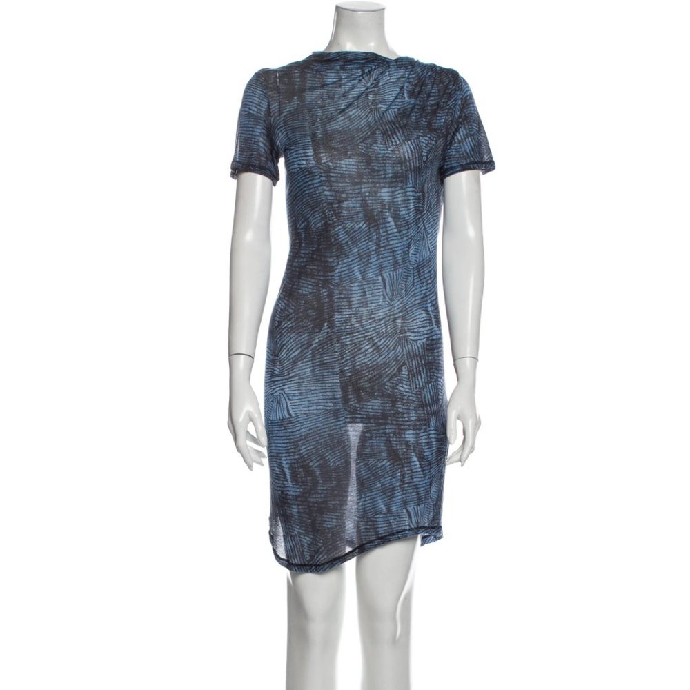 See by Chloé DESIGNER BLUE PRINTED SHEER DRESS Summer Mini Dress. Retail $395